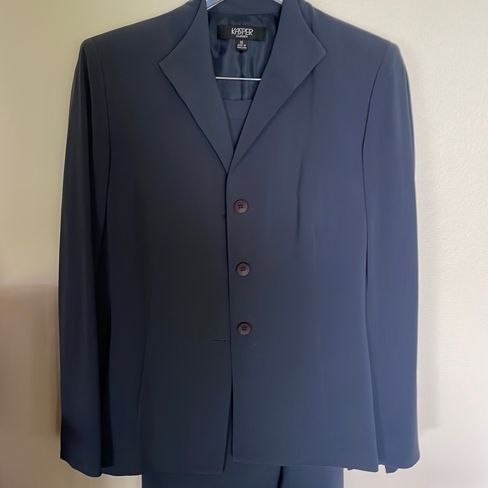 Blue 3 button Kasper suit size 14